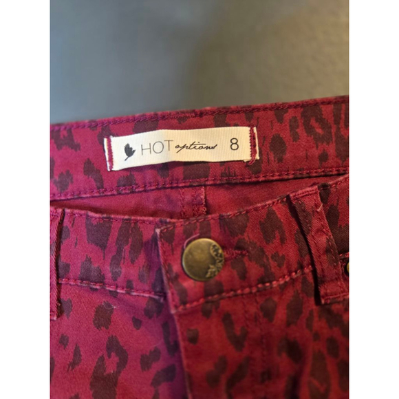 Women's HOT options Red Black Leopard Print Skinny Jeans Size 8 - Picture 4 of 8